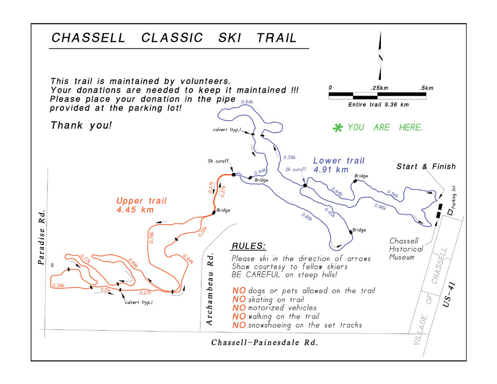 A map of the Chassell Classic Ski Trail